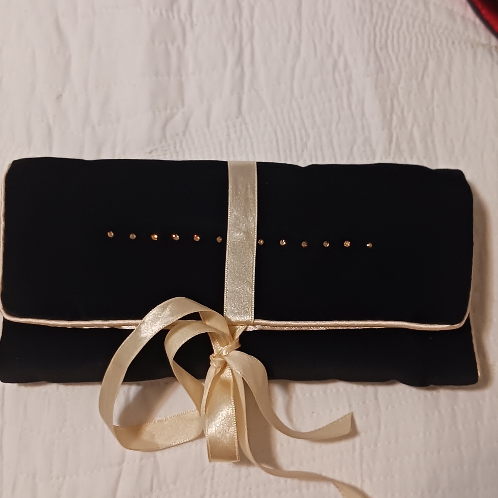 Swarovski Velvet Roll Travel Jewelry Pouch Black
